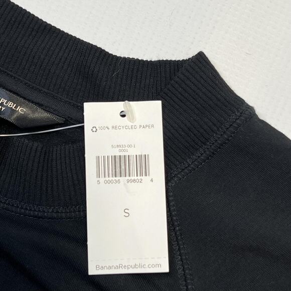 Banana Republic Sweater Womens Small Black Baby Terry Drawstring Pullover Top - Picture 7 of 12